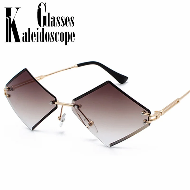 

Fashion Rimless Sunglasses Women Men Irregular Design Shades Gradient Sun Glasses Ladies Frameless Metal Eyeglasses UV400