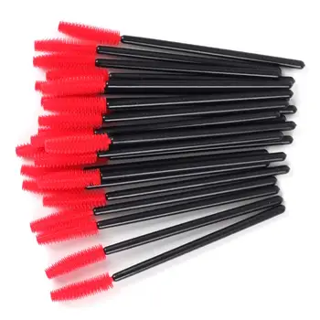 

200Pcs Disposable Silicone Eyelash Mascara Brushes Make Up Brush Gloss Wands Applicator Tool Kits (Red)