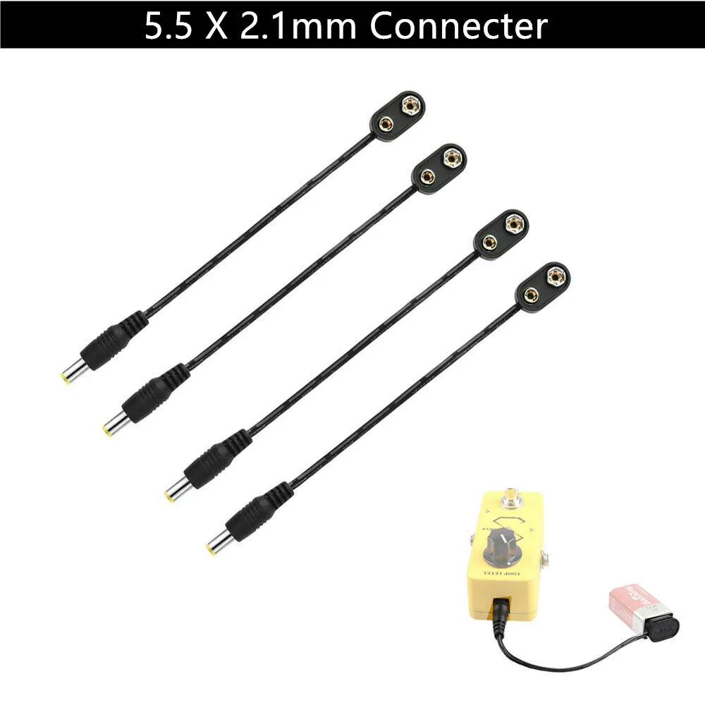 

4pc 9V Guitar Pedal Battery Adapter Converter Clip Power Supply Cable 2.1x5.5mm for Guitar Effect Pedal Power Supply Adapter