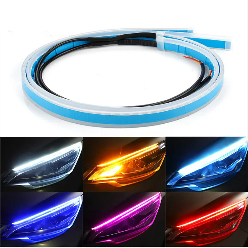 Car Daytime Running Light Ultra-thin Bar Two-color Signal Lamp 45 60cm Streamer Marquee with Flowing | Автомобили и мотоциклы