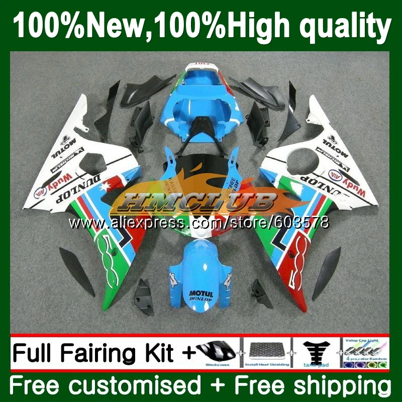 Корпус для YAMAHA YZF600 YZFR6S 2006 2007 2008 2009 Белый Синий 126CL.44 YZF-600 YZF R6 S R6S 06-09 YZF-R6S 06 07 08 09