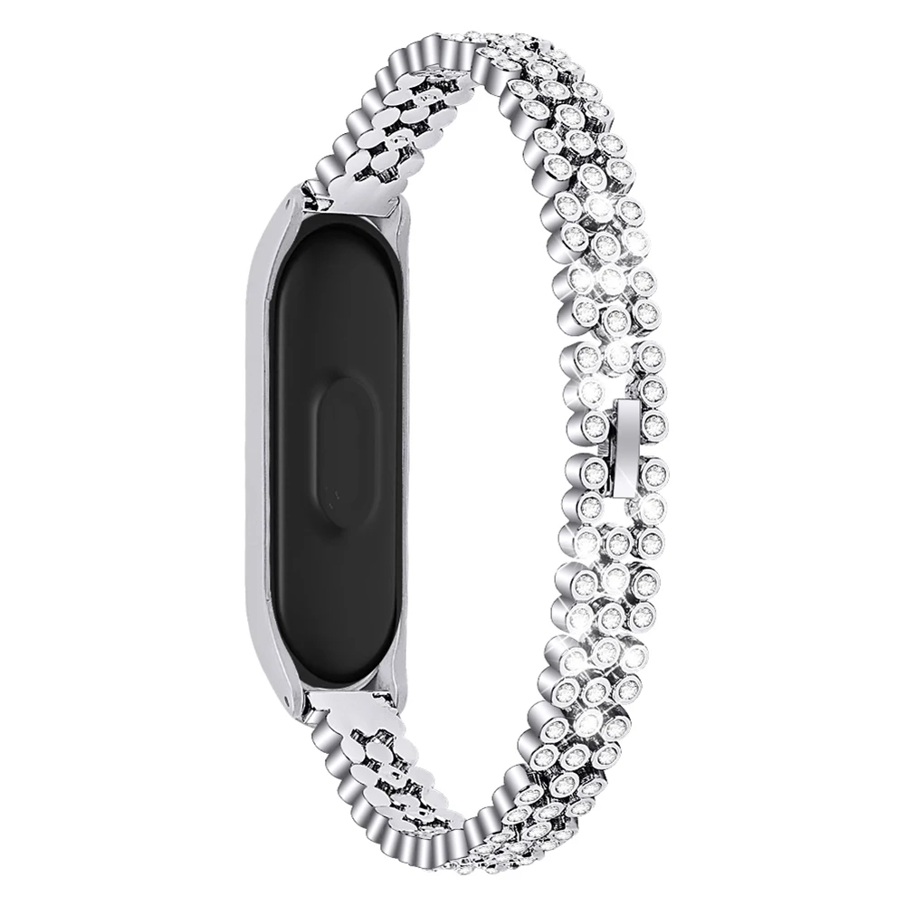 Watch Mi Band 3/4  Metal Straps Bracelet watch strap Diamond Accessories Diamond Steel Strap Zinc Alloy Table Frame