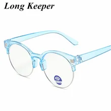 Детский синий светильник, круглые очки с заклепками, оптические линзы по рецепту, круглые полуоправы для мальчиков и девочек, UV400