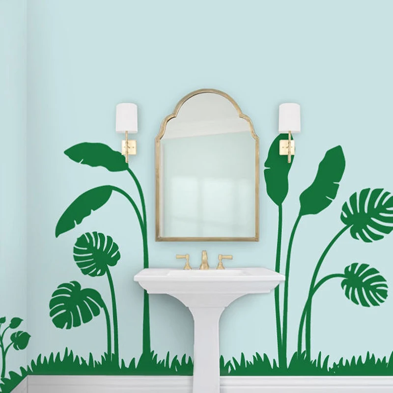 Large  Boho Palm Leaf Nature Wall Sticker Bedroom Kitchen Banana Leaf Palm and Monstera Leaves Wall Decal Kids Room Vinyl (4)