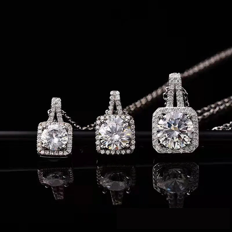 OEVAS Real 1/2/3 Carat D Color Moissanite 100% 925 Sterling Silver Bridal Pendant Necklace Women Sparkling Wedding Fine Jewelry