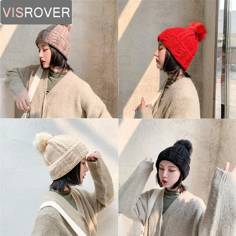 VISROVER 2020 капота для девочек теплая шапка осень зима кепки с искусственным меховым