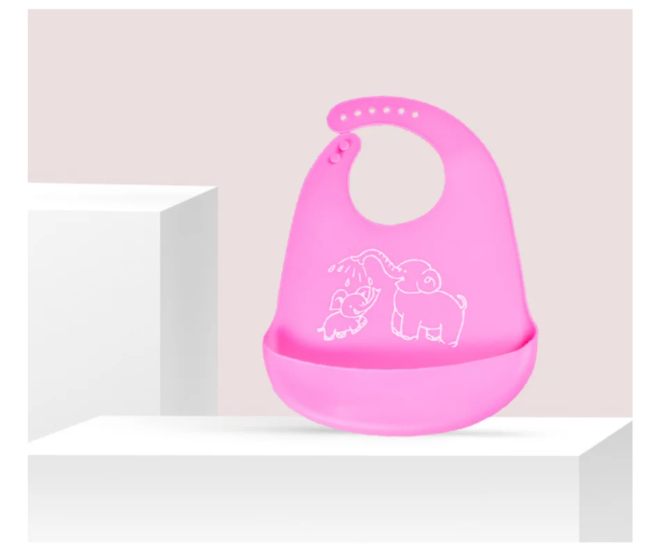 Cartoon Baby Bib Waterproof Silicone Soft Feeding Saliva Towel Elephant Animal Bandana Adjustable | Детская одежда и обувь