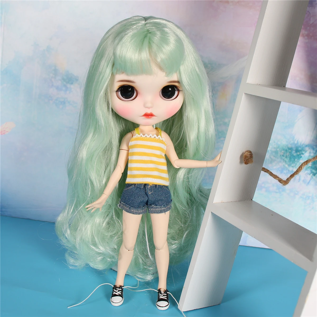 ICY factory blyth кукла на заказ, индивидуальная кукла, лицо, белая кожа, соединение тела, bjd, матовое лицо, бледно-зеленые волосы, 30 см, 1/6 игрушка
