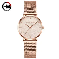 Women Watches New Flash Stars Stainless Steel Rose Gold Mesh Unique Simple Casual Quartz Waterproof Wristwatches Clock Hot Sale 2