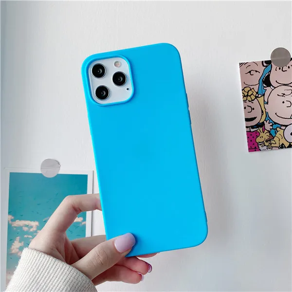Luxury Thin Soft Color Phone Case For Iphone 7 8 6 6s Plus 5s Se Silicone Back  Capa For Iphone X Xs 11 Pro Max Xr 12 13 Cover Lake Blue