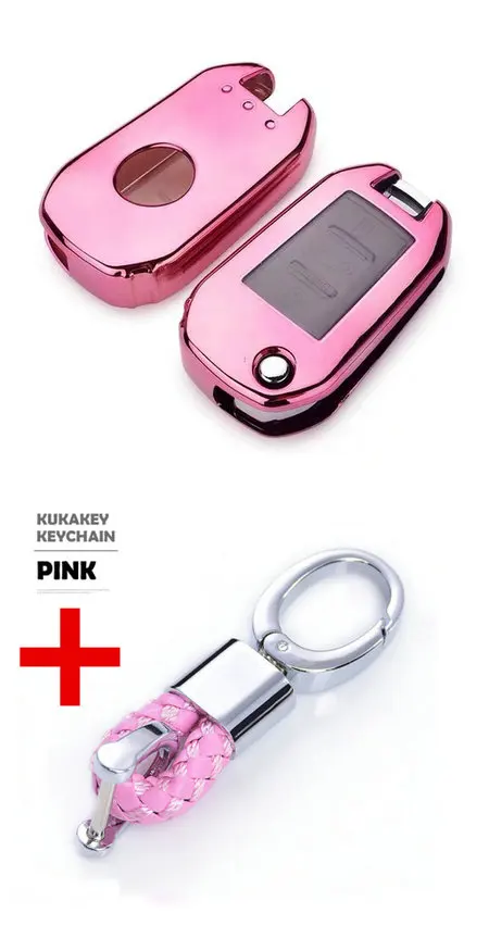 Tpu Car Key Case for Peugeot 3008 208 308 508 408 2008 Protector Cover Holder Skin Car Accessories - Название цвета: pink with keychain