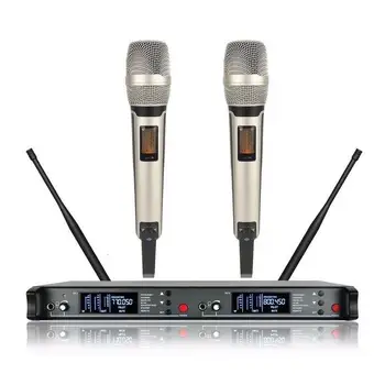 

Dual Handheld Wireless Micros system Diversity Stage Performance Cordless Microphone For Church School Teacher karaoke Meeting