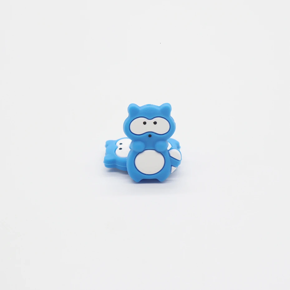 BD011-7 Sky Blue 10 шт. мини енот силиконовый Прорезыватель забавные животные силиконовые бусины для самостоятельного изготовления соски цепочка BPA Бесплатно Детские Прорезыватели аксессуары - Цвет: BD011-7 Sky Blue