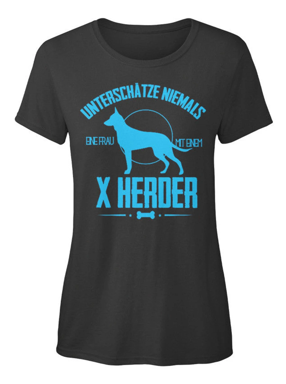 Hunde Frau Mit Einem X Herder Stylisches футболка Damen Удобная футболка|Футболки| |