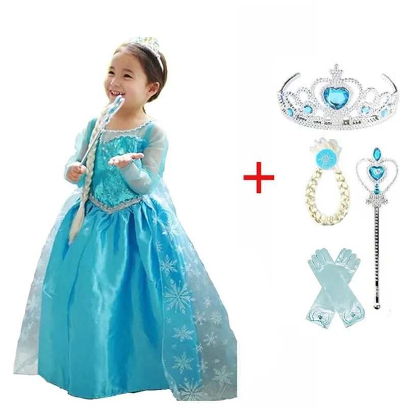 Cosplay Queen Elsa Dresses Elsa Elza Costumes Princess Anna Dress for Girls Party Vestidos Fantasia Kids Girls Clothing Elsa Set - Цвет: 6