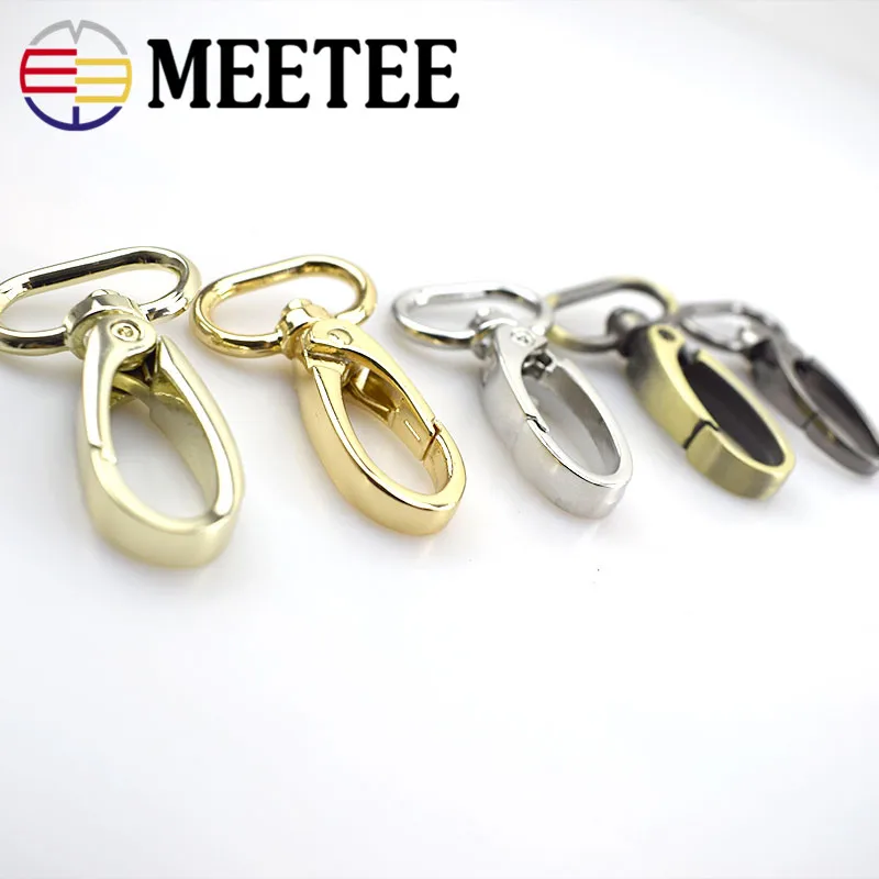 Meetee 4/10 шт. 19 мм металлический клатч Сумки Пряжка Чемодан аксессуары металлический поворотный триггер Омара Застежка карабин с кольцом для ключей брелок для ключей сумка Запчасти