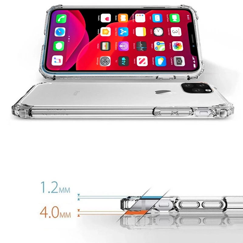 Heavy Duty Protection Case For iPhone 11 Pro Max X XS Max Four Corner Strengthen Silicon Clear Cover For iPhone XR 6 6S 7 8 Plus