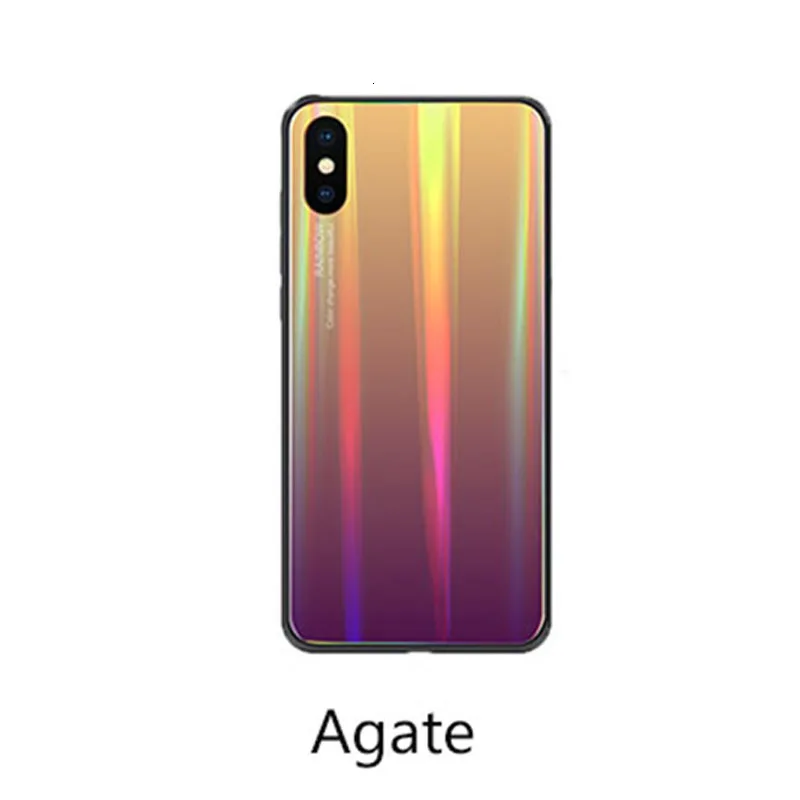 Agate Чехол для Xiaomi mi 8, роскошный противоударный чехол из закаленного стекла с силиконовой рамкой, Жесткий Чехол для Xiaomi mi 8 SE mi 9 SE A3 Lte mi 9 mi 6 x, чехол - Цвет: Agate