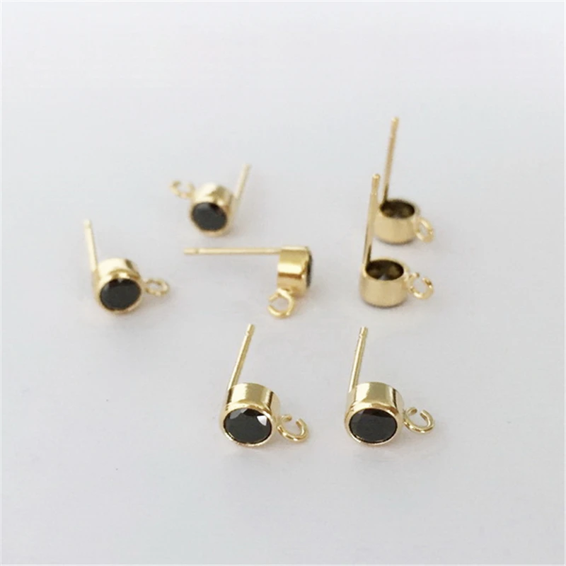 Echter 14K Gold gefüllter Ohrdraht 3MM/4MM AAA CZ Lünette Post Ohrring mit Ring Gold Ohrdraht Schmuckherstellung handgemachte DIY Ohrringe – Detail 11