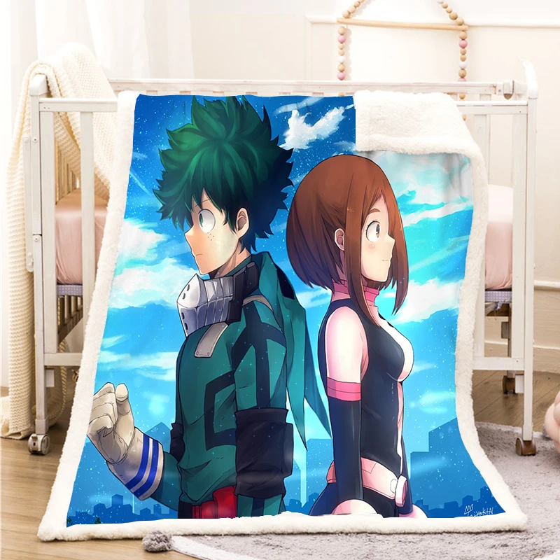 

My Hero Academia Fleece Blanket Plush 3d Printed for Adults Sofa Sherpa Fleece Bedspread Wrap Throw Blanket style-4
