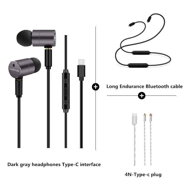 HIFI In Ear Earphones With MMCX Upgrade Detachable Type C Cable Noise Cancelling Heavy Bass Headphone With Mic