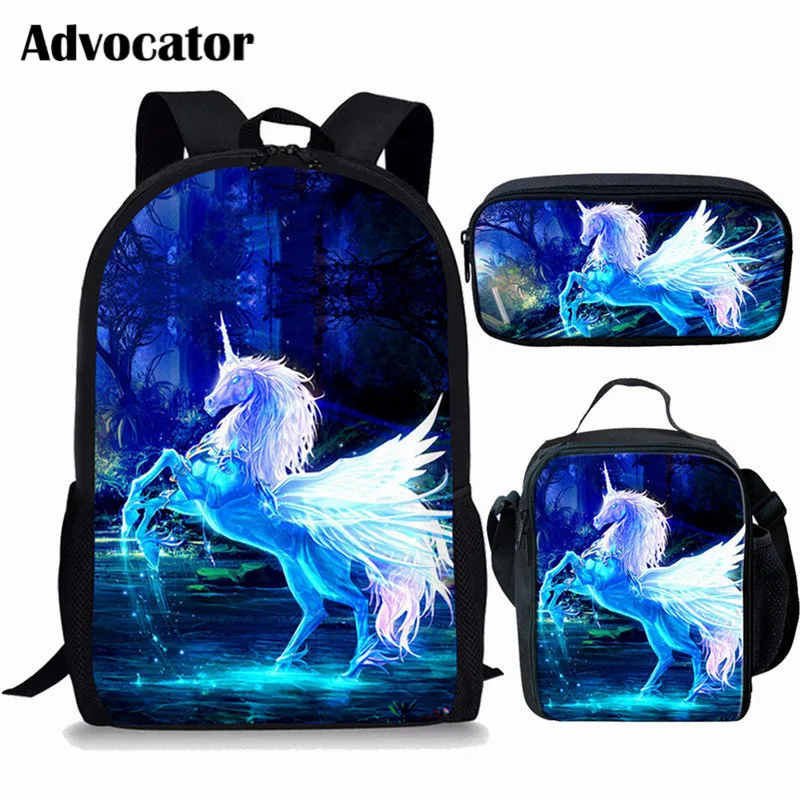 ALN2356CGK ADVOCATOR мультфильм милый Единорог шаблон школьные сумки для девочек-подростков Дети синий дорожный рюкзак детский школьный рюкзак Mochila Escolar - Цвет: ALN2356CGK