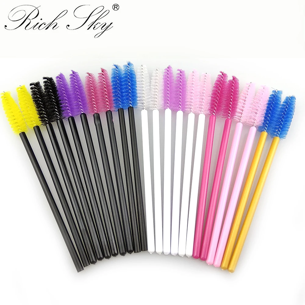 

Rich sky colorful little eyelash brushes pack has 50 small brush