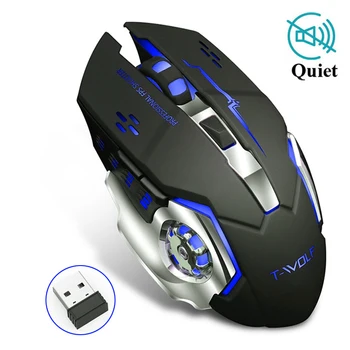 Professional Silent Gaming Wireless Mouse 2.4GHz 2400DPI Rechargeable Mice USB Optical Game Backlit Mouse For PC Laptop x8 super quiet wireless gaming mouse 2400dpi rechargeable computer mouse optical gaming gamer mouse for pc black drop shipping