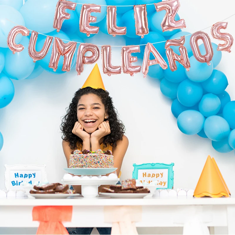 Sayala Suministros para fiestas de 28piezas,16 globos de fiesta de látex,3 globos de aluminio,pancarta de feliz cumpleaños del juego y adorno de pastel de cumpleaños para decoraciones infantiles Kit 