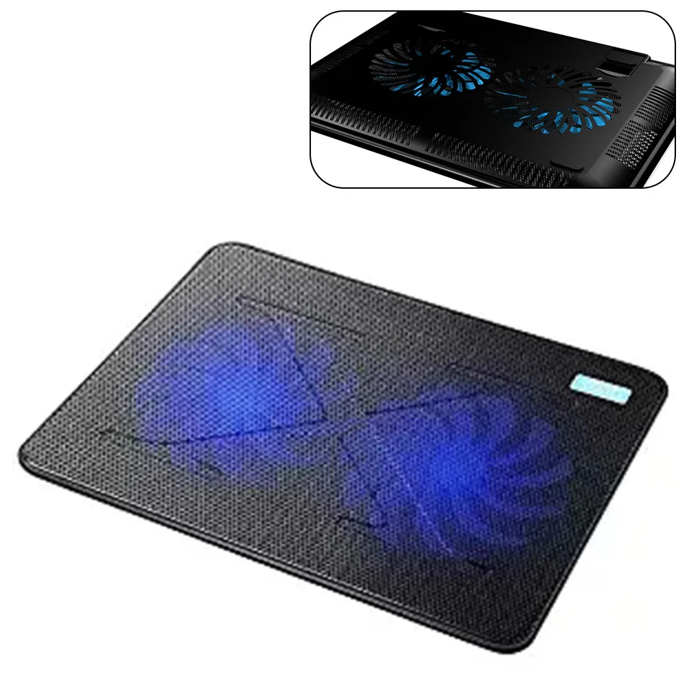 

USB Powered 2 Stand Heavy Duty Portable Laptop Cooling Pad With Light Cooler Slim External Notebook Professional