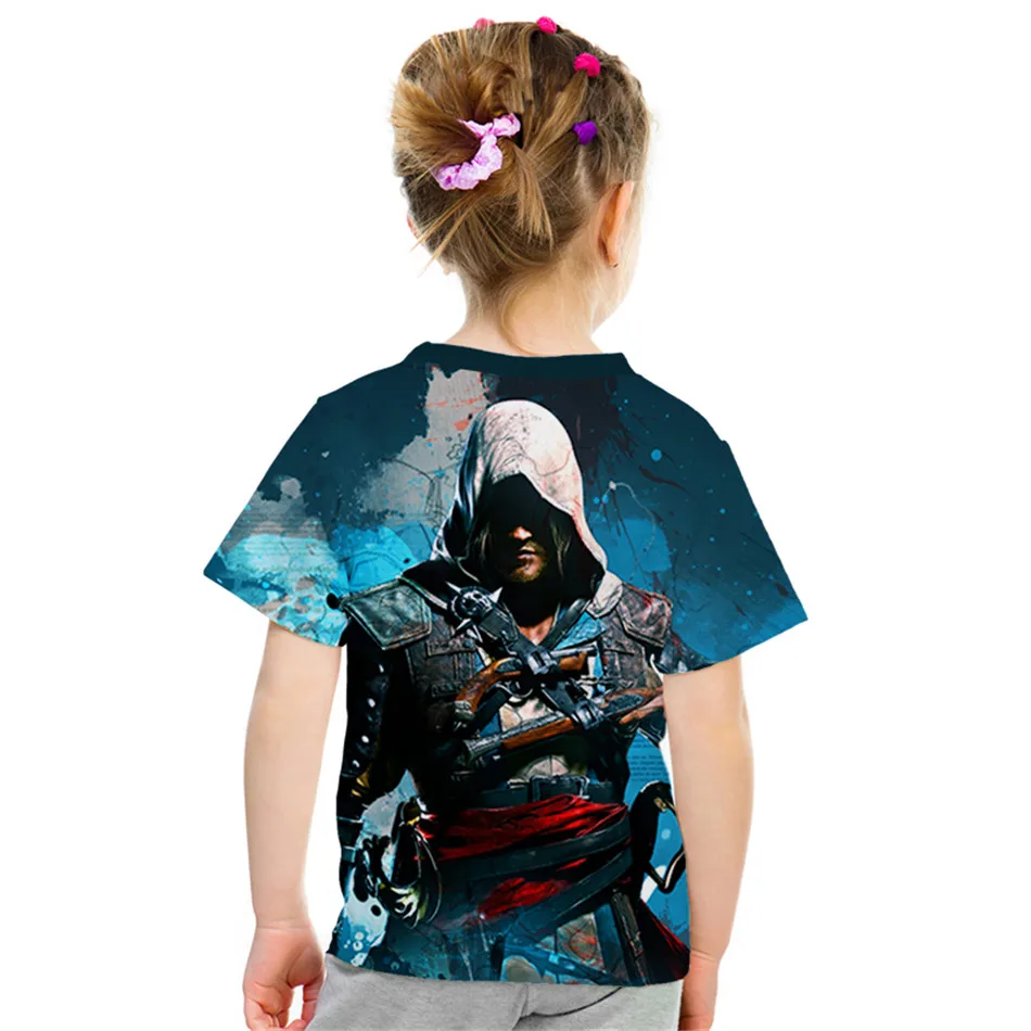 Летняя футболка с 3D принтом Assassins Creed для детей от 4 до 12 лет модная футболка с принтом аниме для мальчиков и девочек Детские футболки в стиле хип-хоп