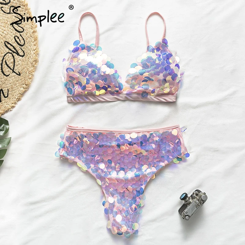 

Simplee Plus size bikini 2019 mujer Triangle women swimwear high waist swimsuit female Push up bathing suit summer bathers New