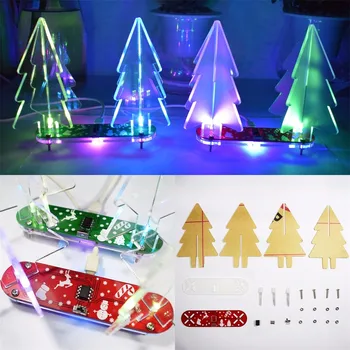 

christmas village decoration DIY Full Color Changing LED Acrylic 3D Christmas Tree Electronic Learning Kit small christmas tree