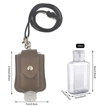 

Empty Hand Sanitizer Bottles Holder Keychain Leather 2 OZ Keychain Neck Carrier