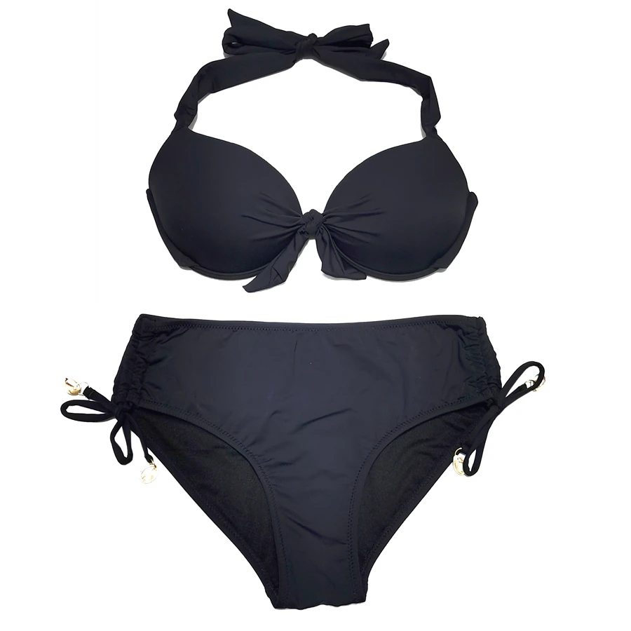 Adjustable Bathing Suits for Women, Push Up Bikini, Mid Waist Swimsuits, Side Tie Swimwear, Full Coverage, Swim Beach Wear