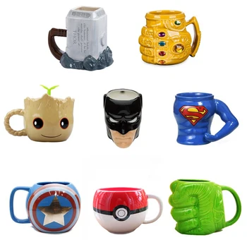 

Creative Marvel Coffee Mugs Avenger Tea Cups and Mugs Batman Thor Super Man Iron Man Hulk Spider Man Captain America Ceramic Cup
