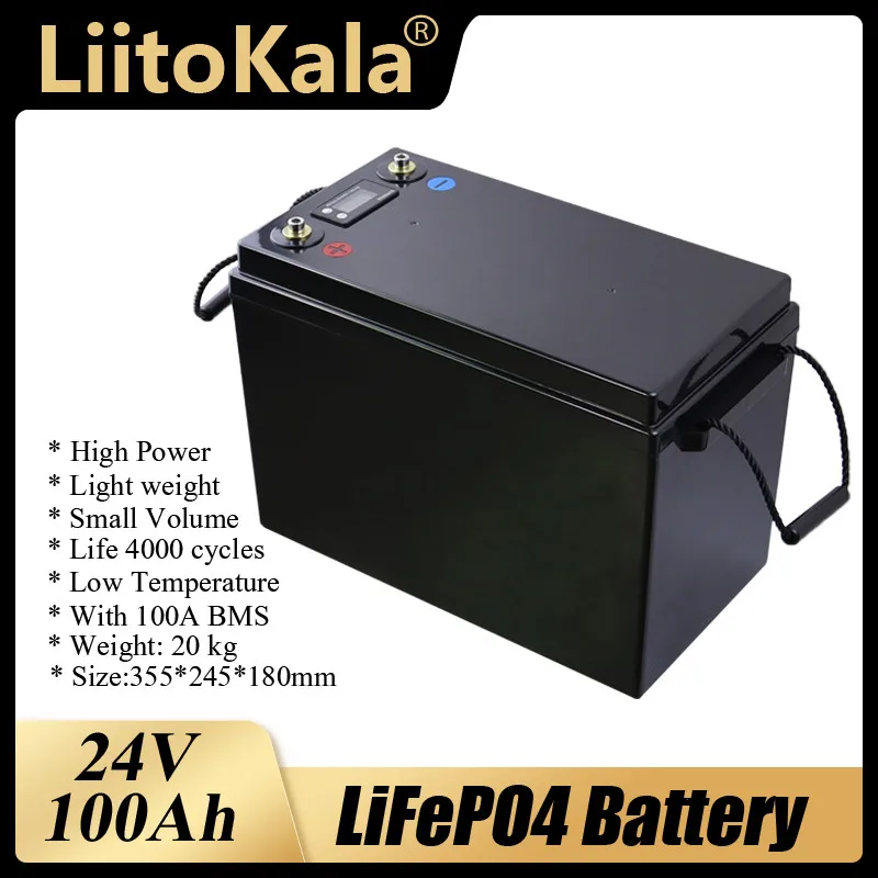 LiitoKala 24V 100Ah LiFePO4 Battery Solar Golf Car for Forklift waterproof battery pack inverter solar system boat motor | Электроника
