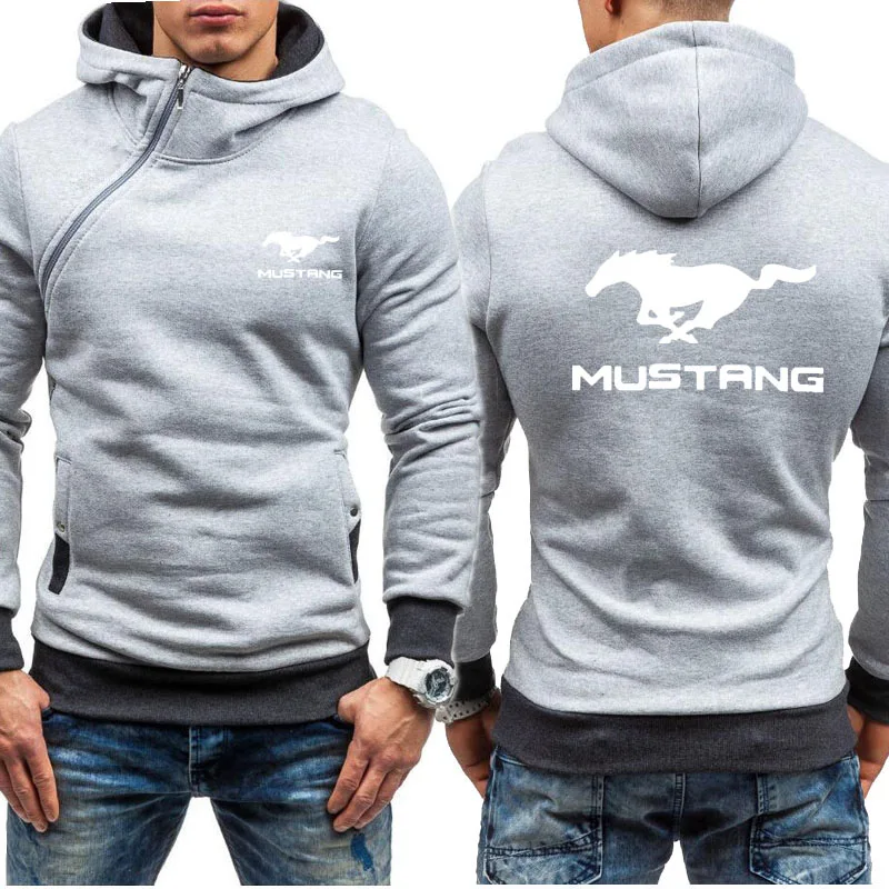 Толстовки для мужчин Mustang логотип автомобиля толстовка модная Толстовка весна осень флис хлопок куртка на молнии хип хоп Harajuku Мужская одежда H - Цвет: as picture