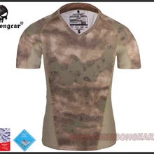 Emersongear Emerson облегающая Базовая слойная рубашка для бега, пешего туризма, летняя рубашка с v-образным вырезом, камуфляжная растягивающаяся рубашка, быстросохнущая