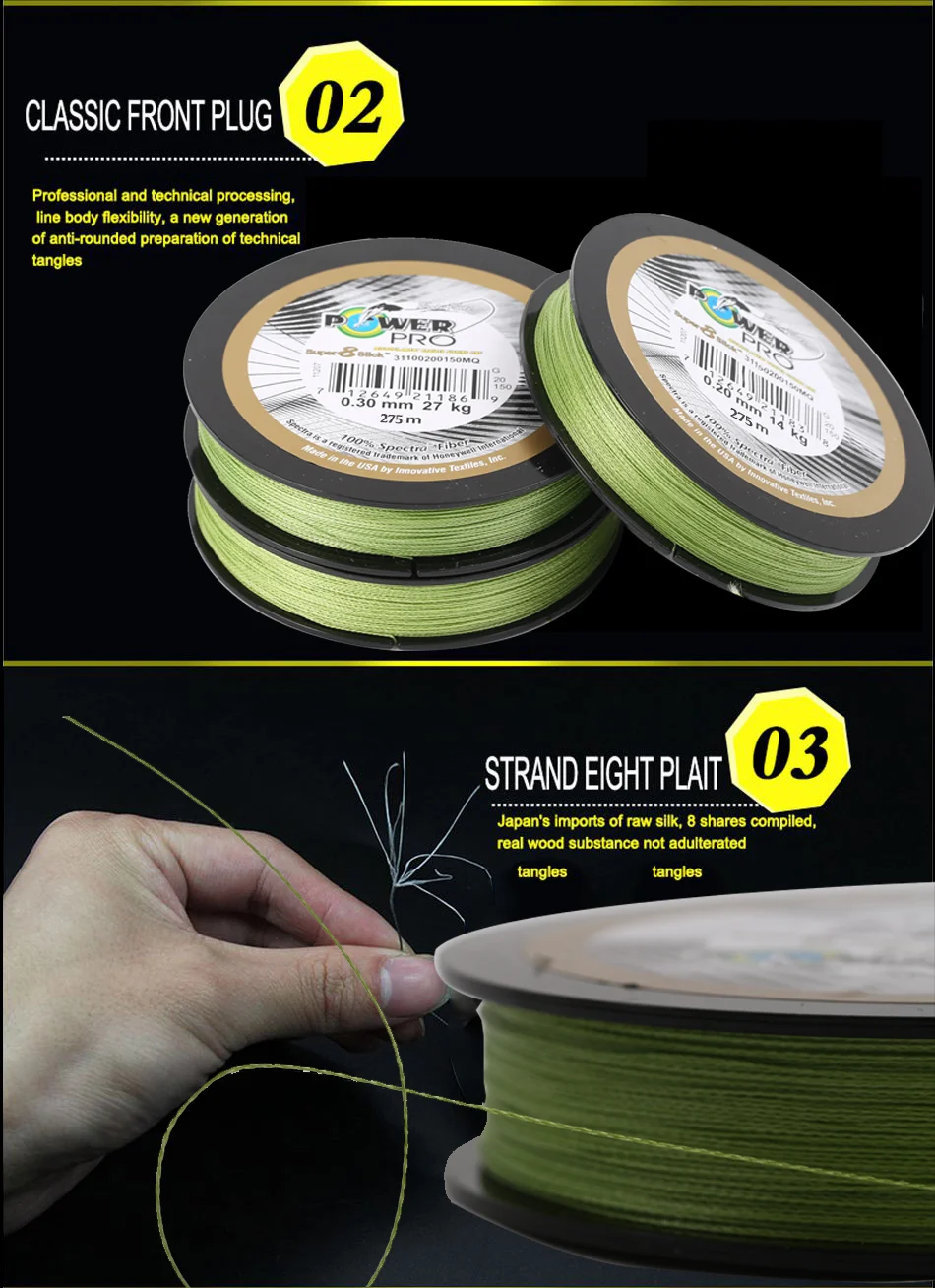 Ligne De Bus Ligne De P?che Tress?e En Fibre POWERPRO Spectra Vert Mousse Ligne De Métro