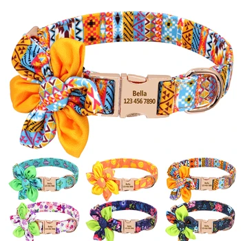 

Custom Flower Dog Collar Personalized Bohemian Print Pet Dogs Collar Nylon Chihuahua Puppy Collars for Small Medium Large Dog
