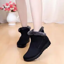 Women Snow Boots Flat Winter Platform Ladies Warm Shoes New Flock Fur Women Suede Ankle Boots Female Plus Size 35~43 st480