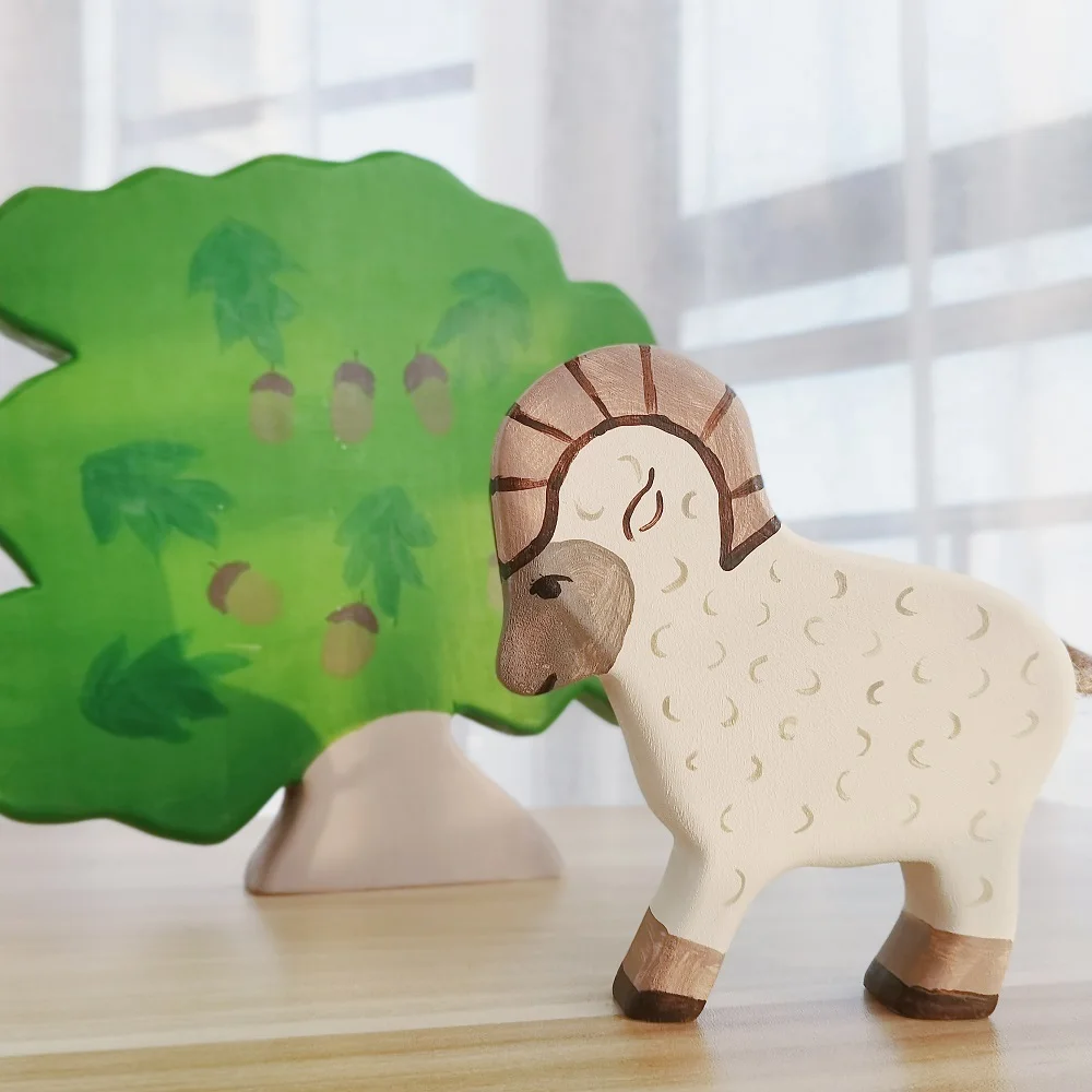 

Ovis Wooden Natural Montessori Handmade Figure Large Animals Handcarft Toys For Kids Animal Cognition Early Educational Toy