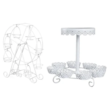 

Party Rotatable Pastry Cupcake Holder 8 Cups Supplies Cake Stand & Metal Iron Cake Rack / 12 Cup Cakes Rack