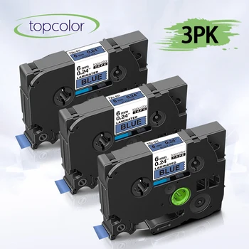 

Topcolor 3PK tze Tape 511 tze-511 tz511 Replace Brother Label Printer PT E100 E300 Black on Blue 6mm Label Tape High Adhesive
