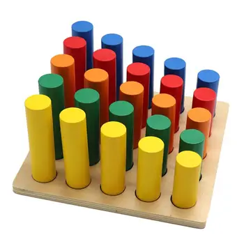 

Wooden Cylinder Stepped Blocks Shape Pairing Matching Education Children Toy Intelligence Developmental Toys gift for children
