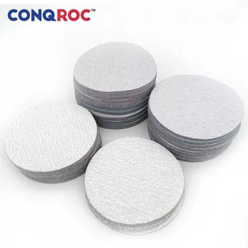 

50 Pieces 125mm 5-inch White Sanding Disc Dry Sandpaper Hook Loop Grit 60~1000 Artificial Stone Furniture Car Metal Polishing