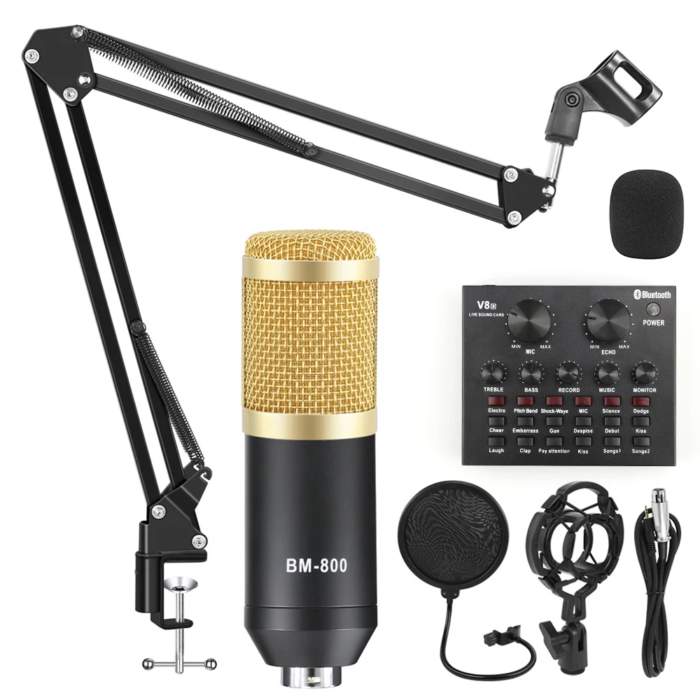 Kits de micrófono de condensador de estudio BM 800, amplificador de  grabación para ordenador, Pantom Power bm 800, tarjeta de sonido para  karaoke|micrófonos| - AliExpress