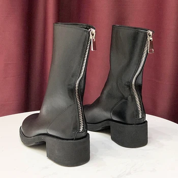 

Ankle Boots Women Fashion Shoes Round Toe Square Heels Zipper Comfortable Soft Shoes Women Ankle Boots 2020 New Arrival