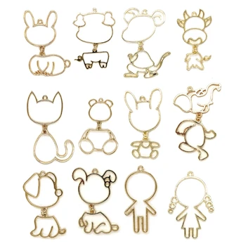 

12Pcs Animal Resin Frame Pendant Bezel Charms Hollow Mold Pendant Jewelry Making R7RF